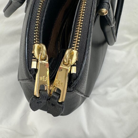 Lauren Ralph Lauren Black Leather Newbury Double Zip Satchel - Picture 9 of 15